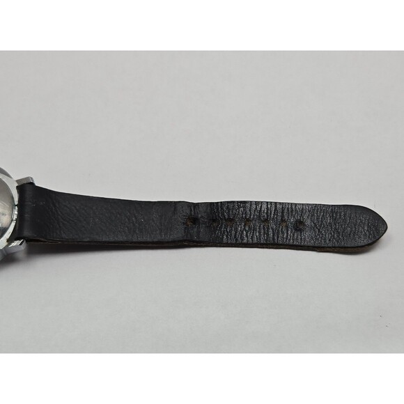 1972 Timex Ladies Electric Calendar Chrome Plated Vintage Date Watch Black Strap main image 11